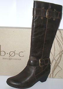 by Born Catharina Chocolate Tall Wedge Heel Boots New in Box 