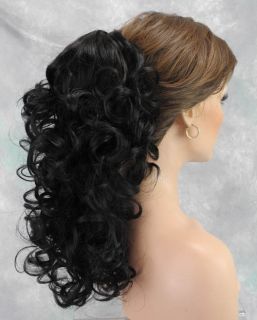 Curly Black 1B Clip on Ponytail Hair Piece Extension