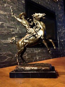 Charles Russell Bronze horse cowboy marble American Western South West 