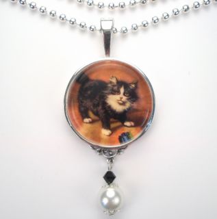 Sweet Cat Kitten Vintage Charm Art Pendant Necklace