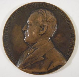   Bronze Medal Charles William Eliot Harvard Leon Deschamps