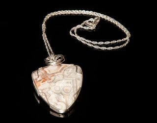 Crazy Lace Agate Wrapped in Argentium Sterling Silver Necklace