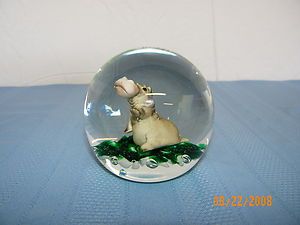   Sulphide Glass Paperweight with Hippopotamus by Charles Gibson