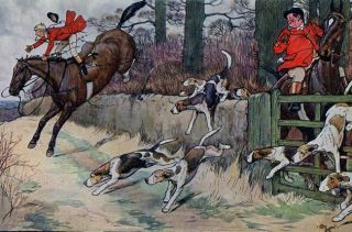 Cecil Aldin Original Vintage Fox Hunting Horse Hunt Print c1900