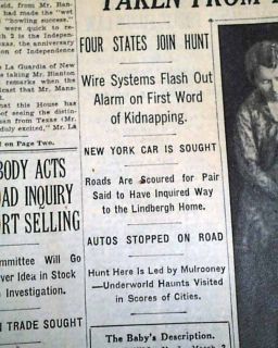 Great Charles Lindbergh Baby Kidnapping 1st Report Hopewell NJ 1932 NY 