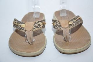 Sperry Seafish Leopard Seersucker Thong Flip Flop Sandal Women Shoes 