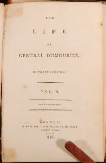 1796 3 Vol Life General Dumouriez Revolution Napoleon