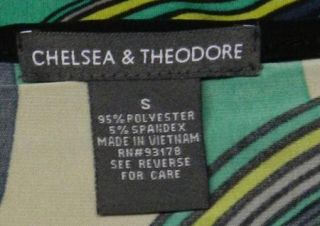 NEW Chelsea & Theodore Size S Slinky Stretch Knit GREEN Black DRESS 