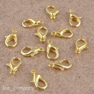 50 Pcs Gold Plated Alloy Lobster Clasps Hooks Charms Jewelry 