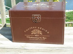   RARE Vintage Leather Chateauneuf Du Pape Wine Box Crate Chest