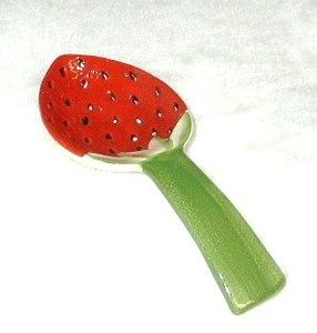 Beautiful Strawberry Design Ceramic Glass Spoon Rest New