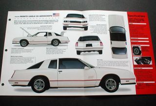 1987 Chevrolet Monte Carlo SS Aerocoupe Unique Imp Brochure