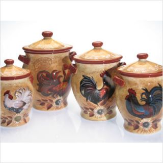 Certified International Golden Rooster Four Piece Canister Set 26500 