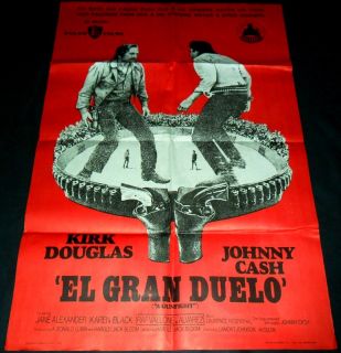 1971 A Gunfight Original Spain Poster Kirk Douglas Johnny Cash Western 