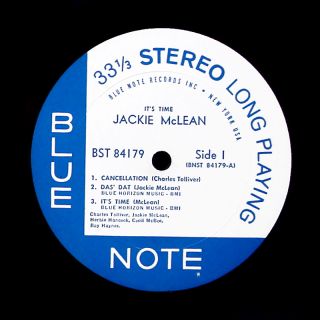 Jackie McLean Its Time LP Blue Note BST 84179 Orig US 1964 Jazz NY 