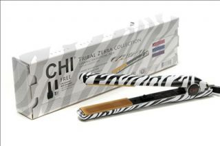   Chi 1 White Tribal Zebra Ceramic Hair Straightener Flat Iron