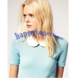 New Fashion PU Leather Peter Pan Style False Collar for Sweater Dress 