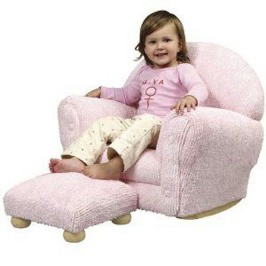 KidKraft Chenille Upholstered Rocker and Ottoman Pink