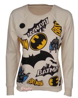 Women Cheryl Cole Superhero Animal Batman Logo Print Pullover Sweater 