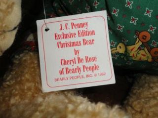 Cheryl de Rose Bear 1992 Christmas Bearly People Light Golden Brown 