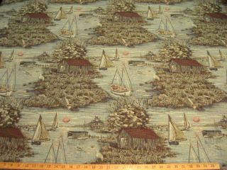 Chesapeake Bay Scenic Tapestry Upholstery Fabric FT818