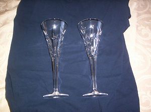 Two Beautiful Waterford Champagne Glasses