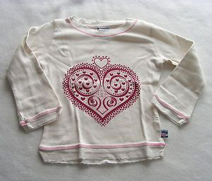 Charlie Rocket New Heart Long Sleeve T Shirt Top Girls size 4 Made in 
