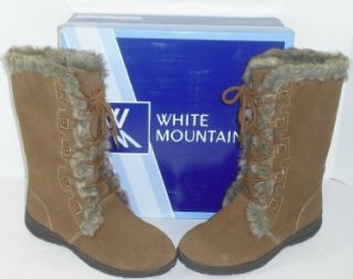 White Mountain 7 M Toba Chestnut Brown Leather Calf Length Boots Shoes 