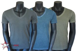 New Mens Chevignon V Neck T Shirt Charcoal Sea Blue Size XS s M L XL 