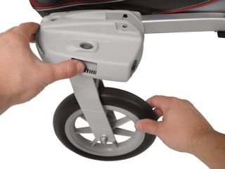   rotating motion of the wheels of the Chariot stroller conversion kit