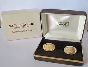 Avon Citation Brushed Oval Cuff Links with Case 1971
