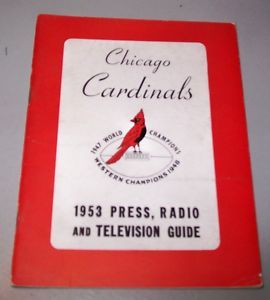1953 Chicago Cardinals Press Book TV Media Guide