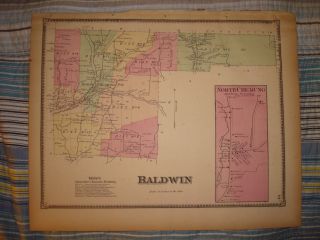 Baldwin North Chemung County New York Antique Map