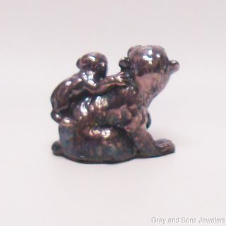Chimpanzee & Baby Chimp Miniature Figurine Sculpture in 925 Sterling 