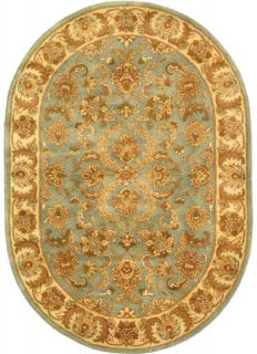 5x7 oval persian area rugs blue beige wool oriental actual size 4 6 x 
