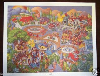 RARE Charles Boyer 1994 Disneyland Mickeys Toontown Map Lithograph 