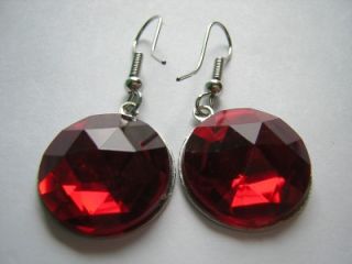 VINTAGE RED SILVER ALUMINUM CHRISTMAS TREE BUBBLE CHARM EARRINGS
