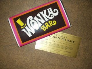 Chocolate Bar Wrapper & Golden Ticket Replicas WOW LOOK (NO CHOCOLATE 
