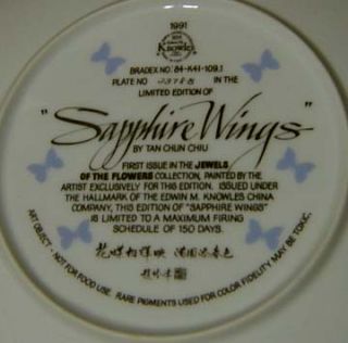 Knowles Tan Chun Chiu Sapphire Wings Butterfly Plate