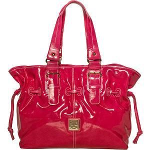 Dooney Bourke LARGE Fuchsia Patent Leather Chiara Tote Handbag