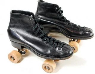 Vintage Hyde Chicago Roller Skates Wood Wheels Mens 8