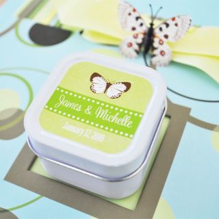 100 Square Personalized Candle Tins Wedding Favors Free Shipping 