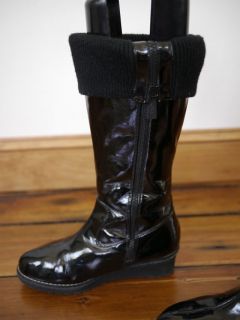   Patent Leather Zip Microfleece Snow Rain Wedge Boots 4 33