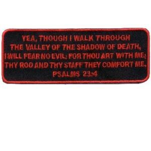 Psalms 23 4 Red Embroidered Cool Christian Biker Patch