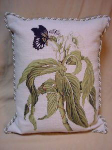 Needlepoint Pillow Chelsea House White Flower Butterfly