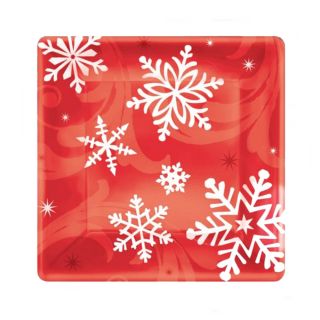 Elegant Red Christmas Disposable Small Square Plates