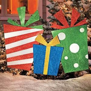    OUTDOOR CHRISTMAS PRESENTS GIFTS Yard Art Display Holiday Decoration
