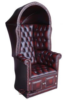 Chesterfield Porters Chair Antique Oxblood Leather Hotel Reception 