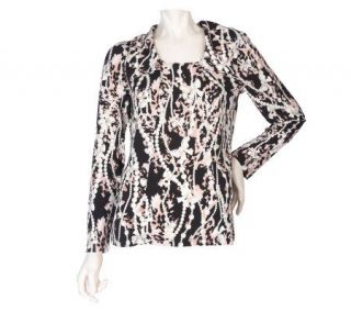 George Simonton Animal and Bow Printed Top with Collar Detail