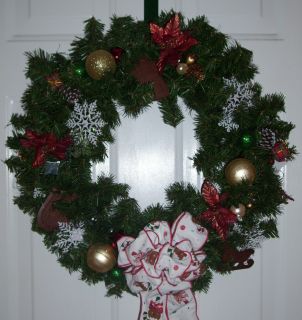 Handmade Christmas Wreath Rustic Country Theme Artificial Free USA